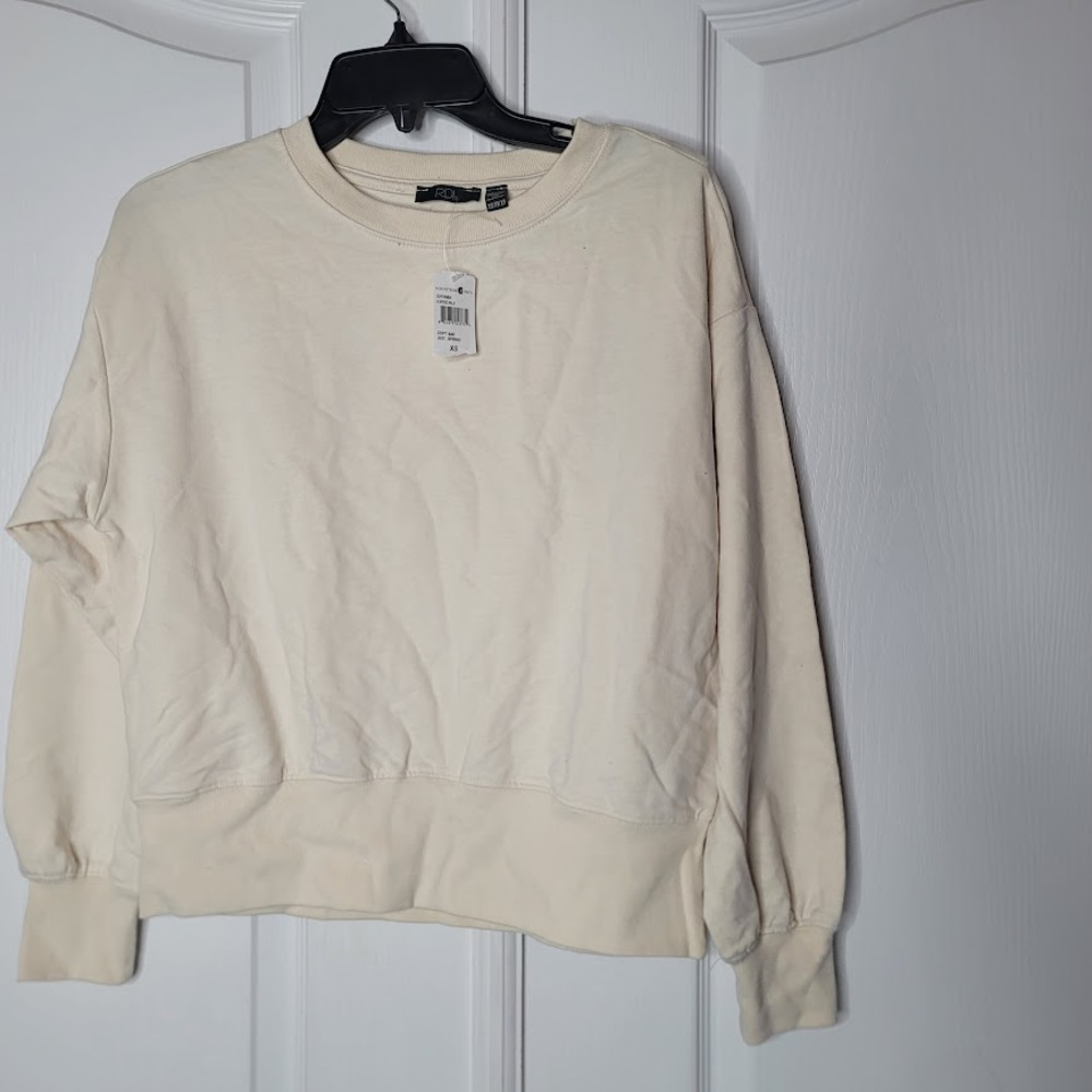 RDI Almond Milk Size XS Plain Sweatshirt Long Sleeve Ribbed Cuff Waist NEW